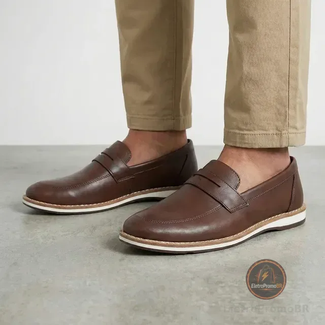 Sapato Mocassim Loafer Casual Masculino Confortável Couro