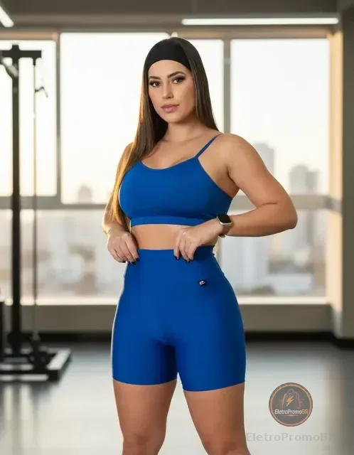 Conjunto Academia Shorts +top Alça Fitness Suplex Premium