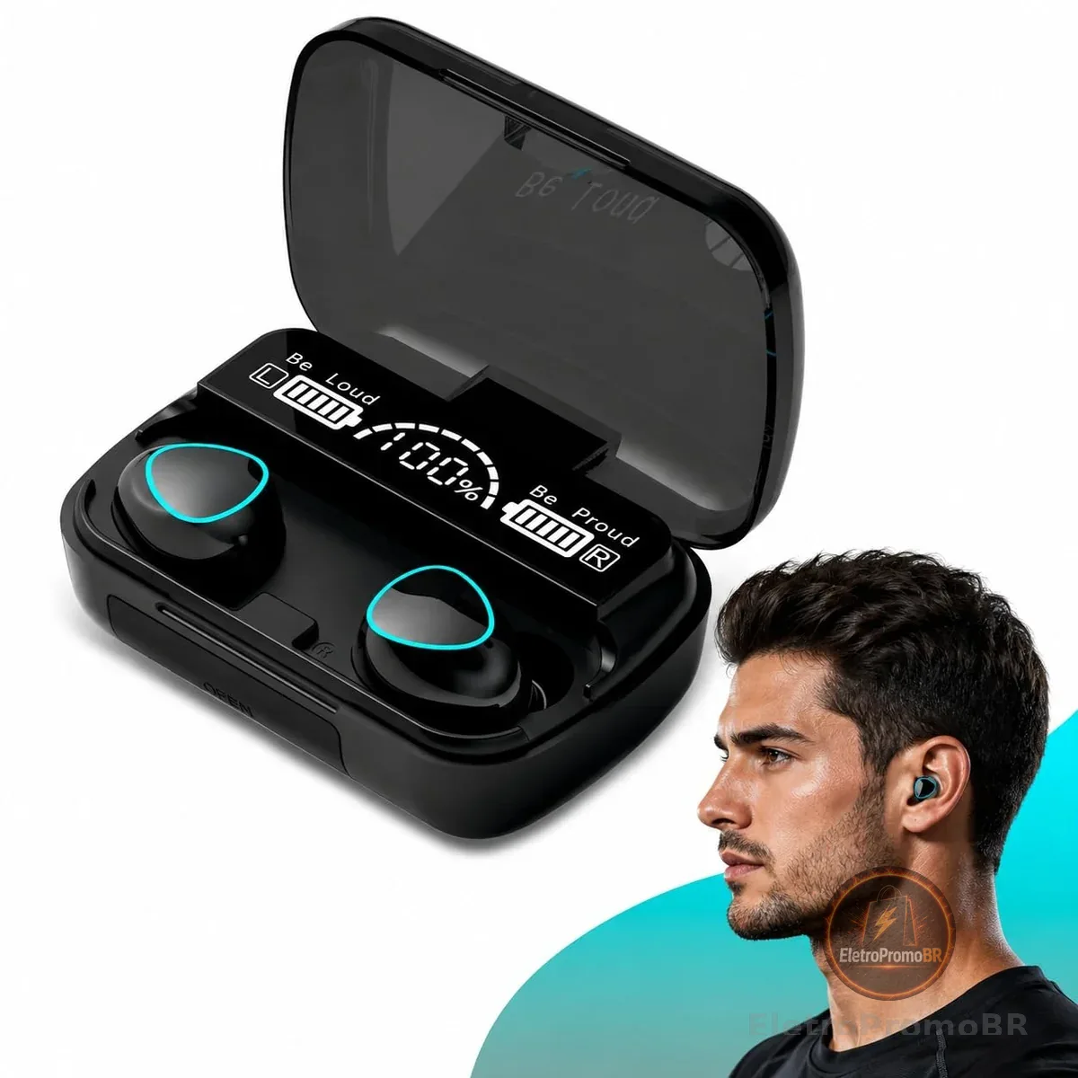 Fone de Ouvido Sem Fio Potipo M10 - TWS Bluetooth 5.1 Intra-auricular à prova D'Água Microfone Estéreo com Redução de Ruídos Adequado para Esportes Jogos e Viagens Premium Hytalux