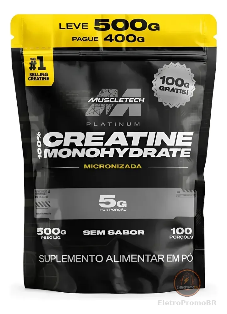 Creatina Platinum Muscletech Refil 500g Sem Sabor Sem Sabor