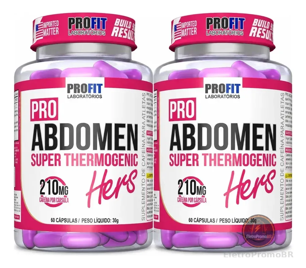 2x Pro Abdomen Hers - 60 Capsulas Cada - Profit Labs Sabor Sem Sabor