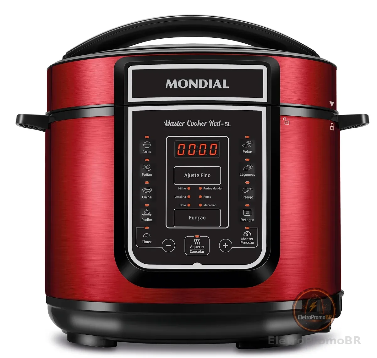 MONDIAL Panela de Pressão Elétrica Digital 5L, Vermelho/Inox, 900W, 220V - PE-39