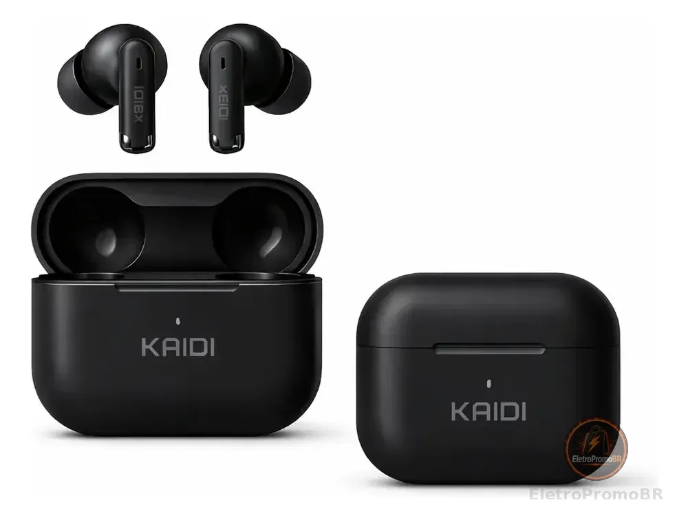 Fone Bluetooth 5.4 Sem Fio Tws Kaidi Kd780 Graves Potentes Preto