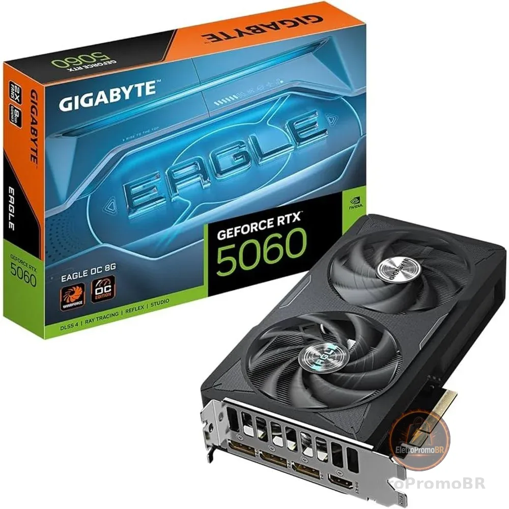 Placa de Vídeo NVIDIA GeForce GIGABYTE RTX5060 Eagle OC 8GB GDDR7 128bit - 9VN5060EO-00-G10