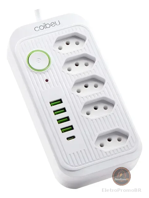Extensão Coibeu Wkc-541 10 Tomadas 2m 4 Usb Bivolt