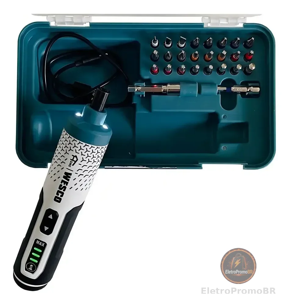Parafusadeira A Bateria 3,6v C/ Estojo E 24 Acessórios Wesco - WS2001