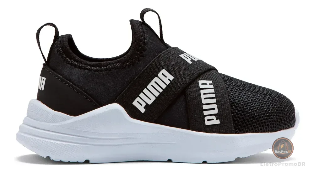 Tênis Infantil Wired Run Slip-on Puma Puma Black-puma White Liso 25
