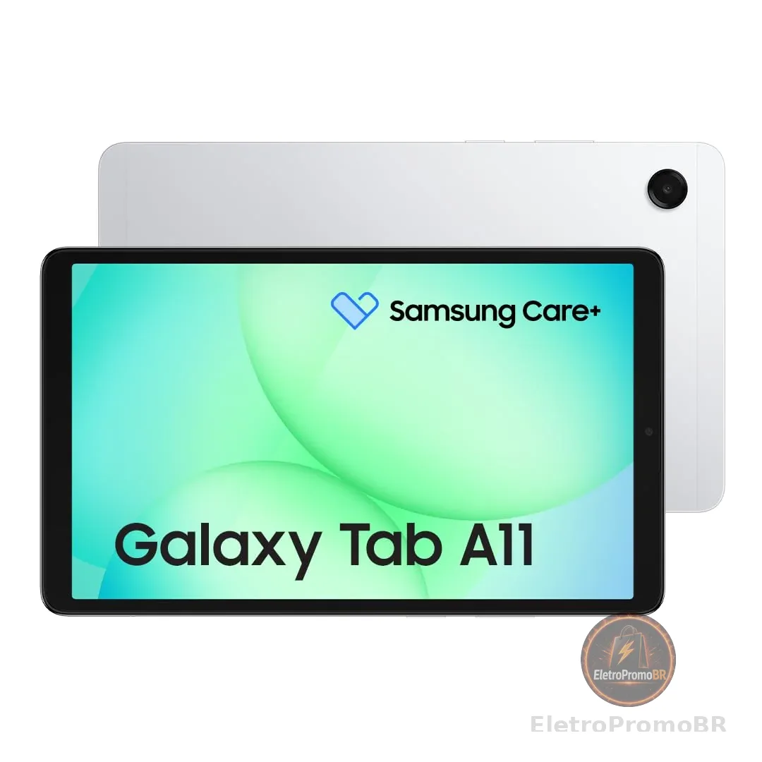 Tablet Samsung Galaxy TAB A11, 64GB, 4GB RAM, Tela de 8.7", Bateria 5.100mAh, Câmera frontal 5MP, Câmera traseira 8MP, WiFi, Android 15