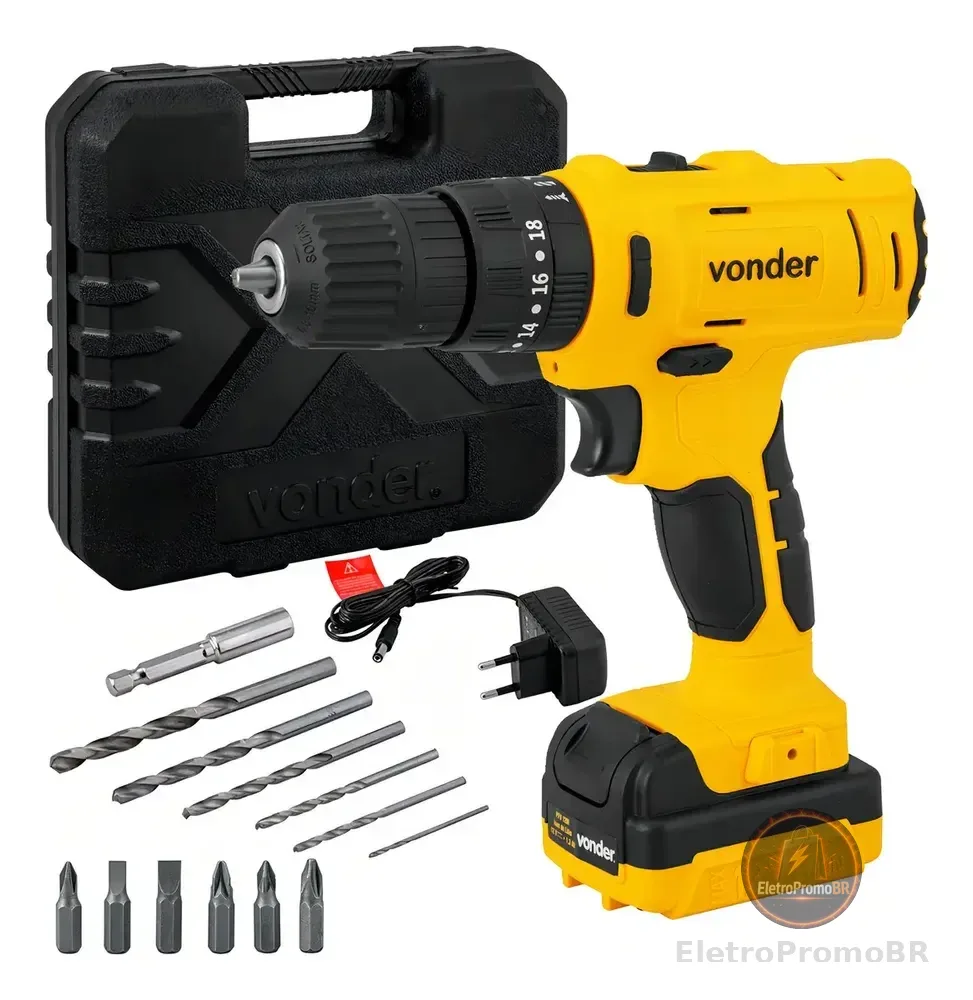 Parafusadeira/furadeira C/ Impacto Vonder Pfv120i Amarelo 127/220v 50 Hz/60 Hz