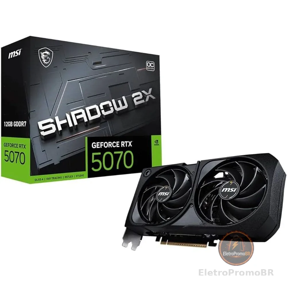 Placa de Vídeo NVIDIA GeForce MSI RTX5070 Shadow OC 2X 12GB - 192 Bits - HDMI/3X DP - 912-V532