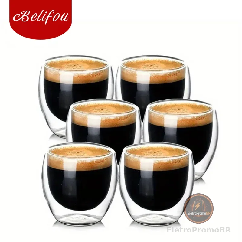 Belifou Jogo De Copos De Vidro Com 6 peças 80ml