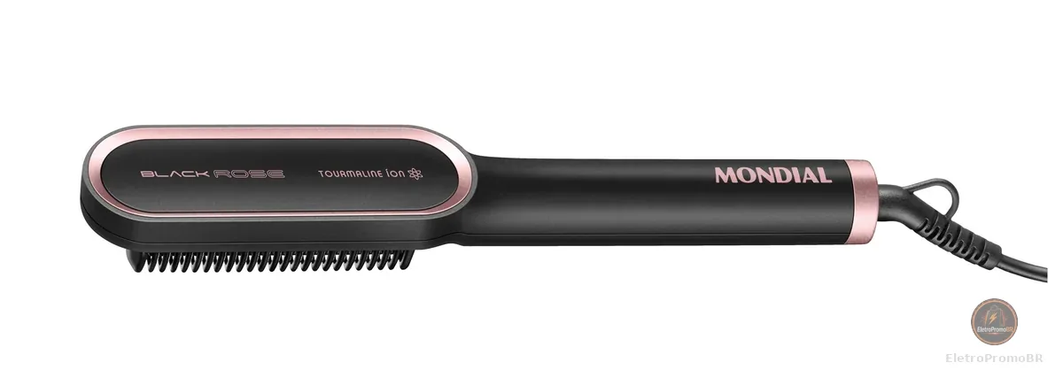 MONDIAL Escova Alisadora Black Rose, Preto/Rose, Bivolt - EA-07