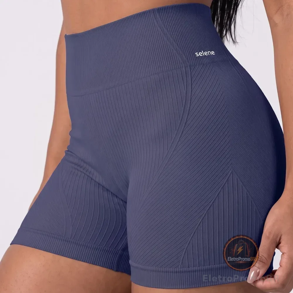 Short Academia Feminino Poliamida Selene Zero Transparência Azul Índigo Short Fitness Short Esportivo Short Legging Short Selene Short Poliamida Shortinho M Short Zero Transparência