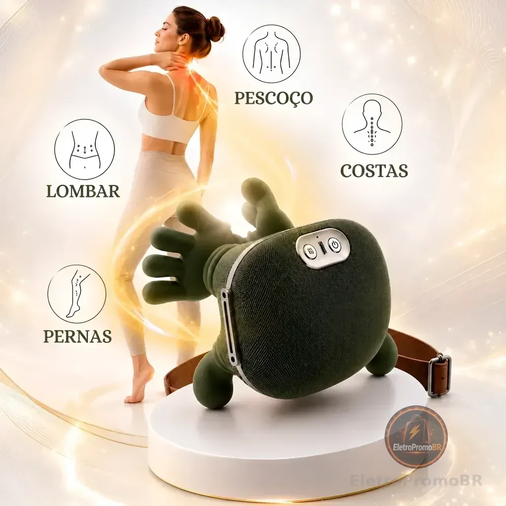 Massageador Pescoço Ombro Maozinha 3d Aquecimento Elétrico 127/220v Verde
