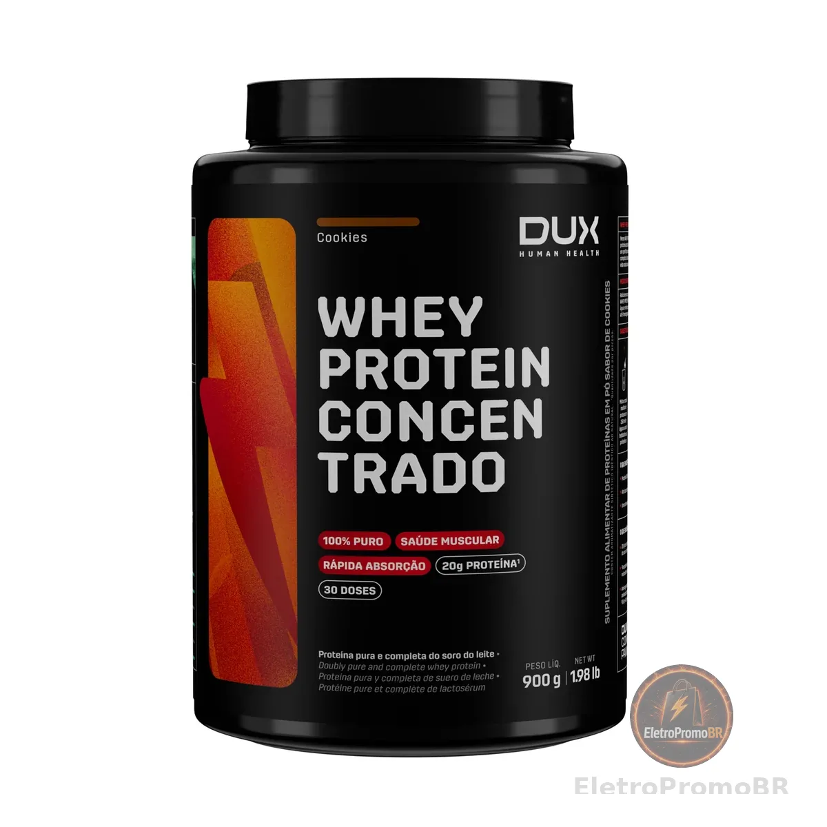 Whey Protein Concentrado Cookies Pote 900g – Contribui para o Ganho Muscular Hipertrofia – Dux Human Health