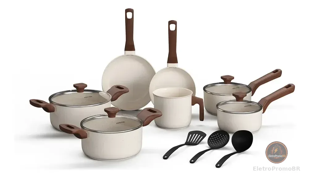 Jogo De Panelas Com 10 Peças Mimo Style Pratic Cook Mármol Cor Branco