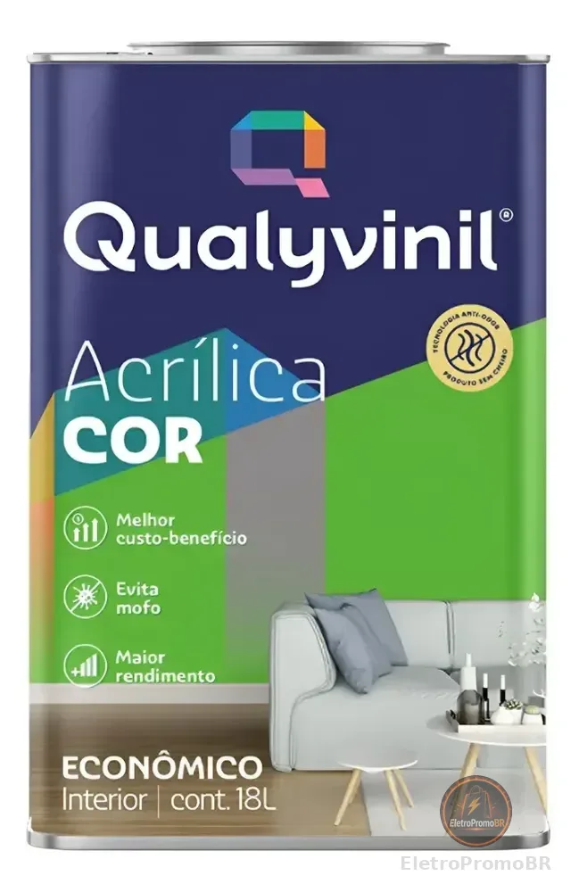 Qualyvinil Acrilica Economica Branco 1 8l Bco Balde Cor Verde-limão
