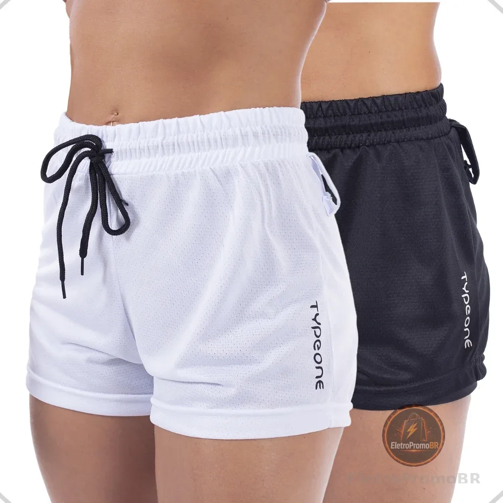 Kit 2 Shorts Fitness Duplo Feminino Duplos para Academia e Corrida Fitness Suplex Dry Fit
