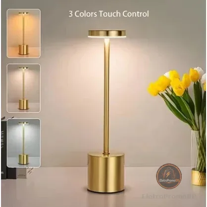 Luminária de Mesa Candeiro Dumbbell Touch de Quarto Luxuosa 3 Tons de Led