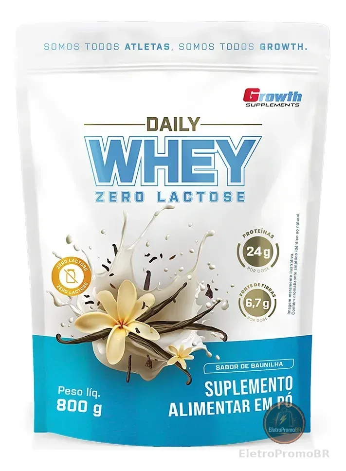 Daily Whey Protein Zero Lactose 800g Growth Supplements Baunilha