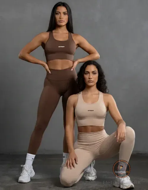 Kit 2 Conjunto Feminino Fitness Calça Leg Com Top