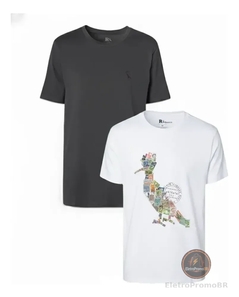 Kit 2 Camisetas Estampa Algodão Pica-pau Reserva Preto/branco G