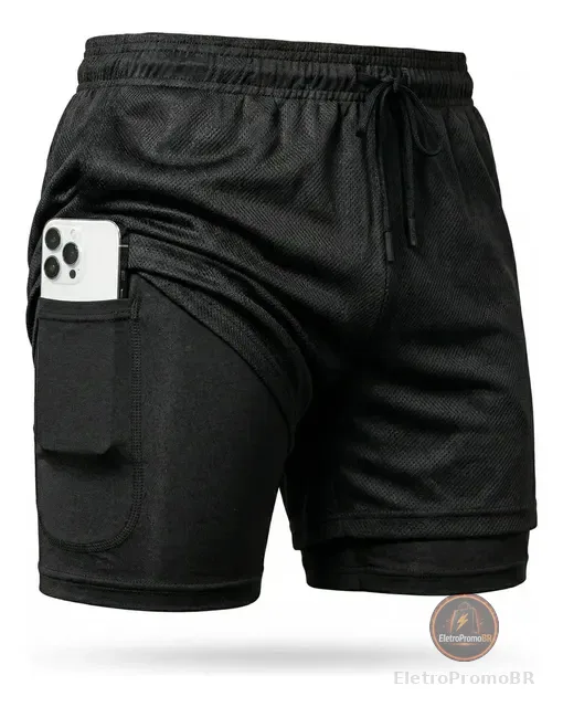 Shorts Dry Fit 2 Em 1 Masculino Térmico Compressão Corrida
