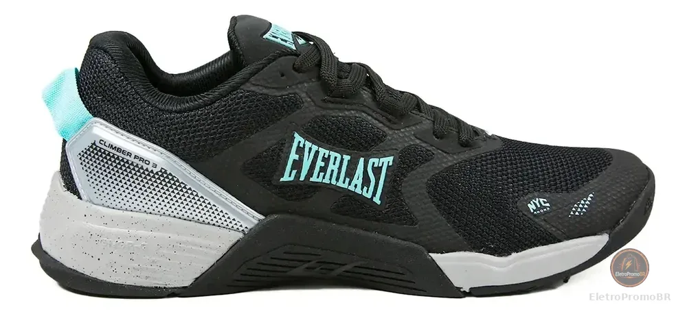 Tênis Everlast Climber Pro 3 Academia Treino Fitness Unissex Preto/verde Liso 38