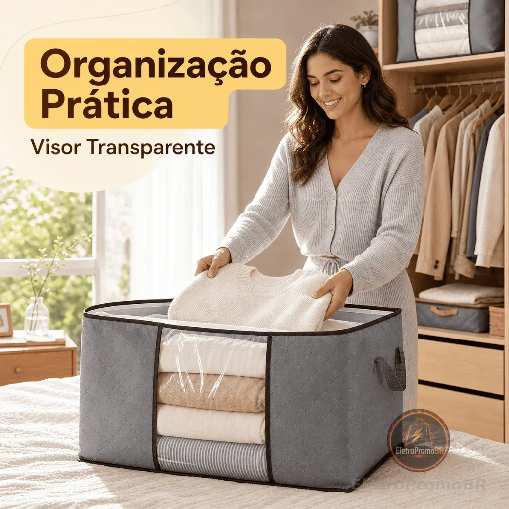 Caixa Saco Organizador Cobertor Casaco Guarda Roupa Ecológico Anti-Poeira Umidade Insetos Multiuso