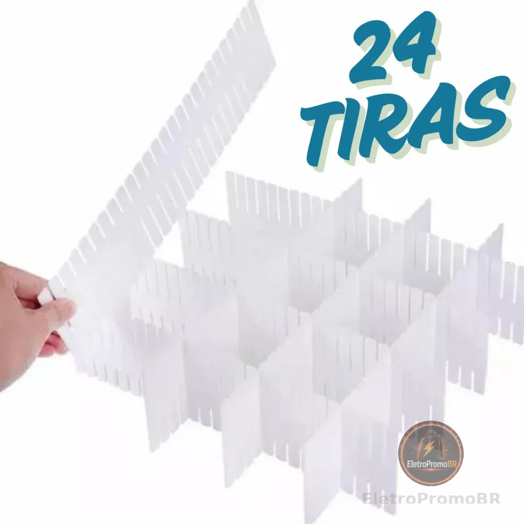 Organizador Divisória Gaveta Separador Ajustável 24 Tiras
