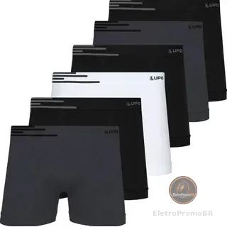 Kit 6 Cuecas Boxer Lupo Poliamida Sem Costura Box Original