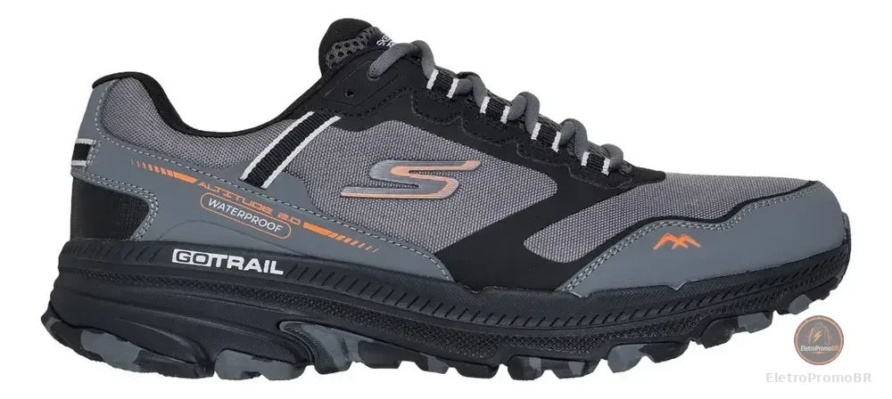 Tênis De Trilha Masculino Go Run Altitude Skechers Cinza Escuro / Laranja Lisa 41 Br