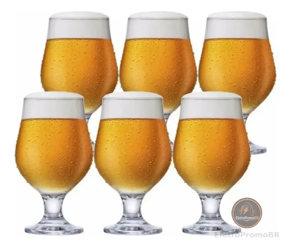 Jogo 6 Taças Cerveja Vidro Cristalino 400ml M&K Home - Bares e Restaurantes