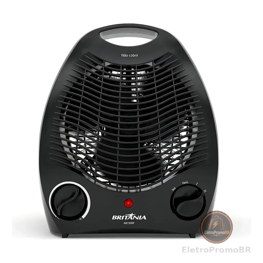 Aquecedor E Ventilador Britânia Ab1500p 2000w Preto Com Desligamento Automático