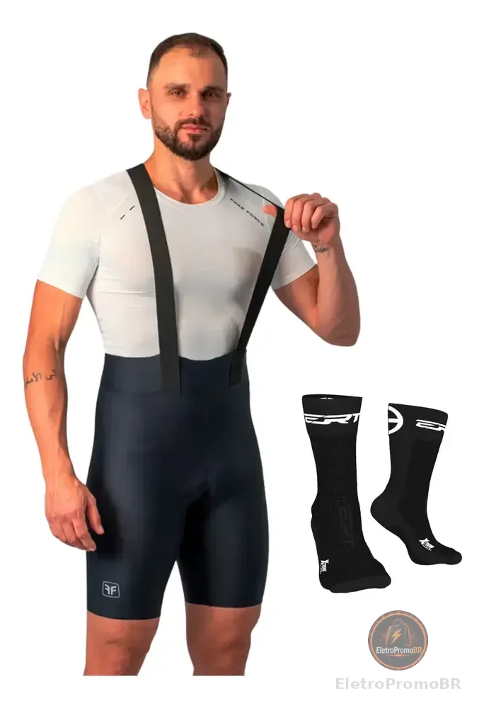 Bretelle Ciclismo Masculino Free Force Classic E Meia Ert Preto 3g