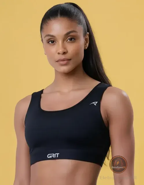 Top Corrida Feminino Authen Grit Bossa Reto Bolso Ajustável