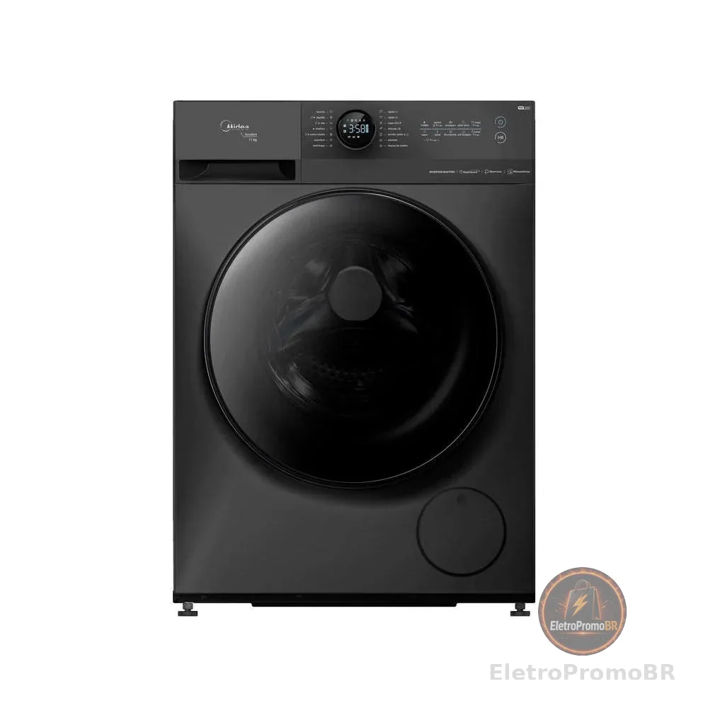 Máquina de Lavar Roupas Midea 11kg Inverter  Healthguard Wi-fi MF201W110WB/GK Titanium