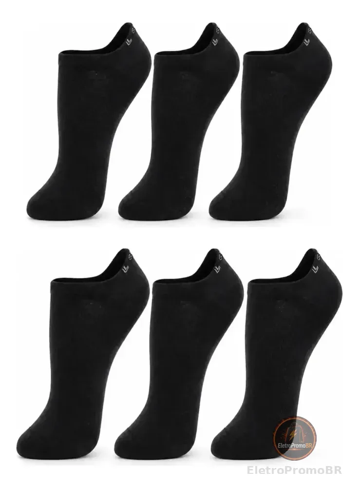 Kit 6 Pares Meia Lupo Soquete Cano Invisível Algodão Unisex Preto G - 41 A 44