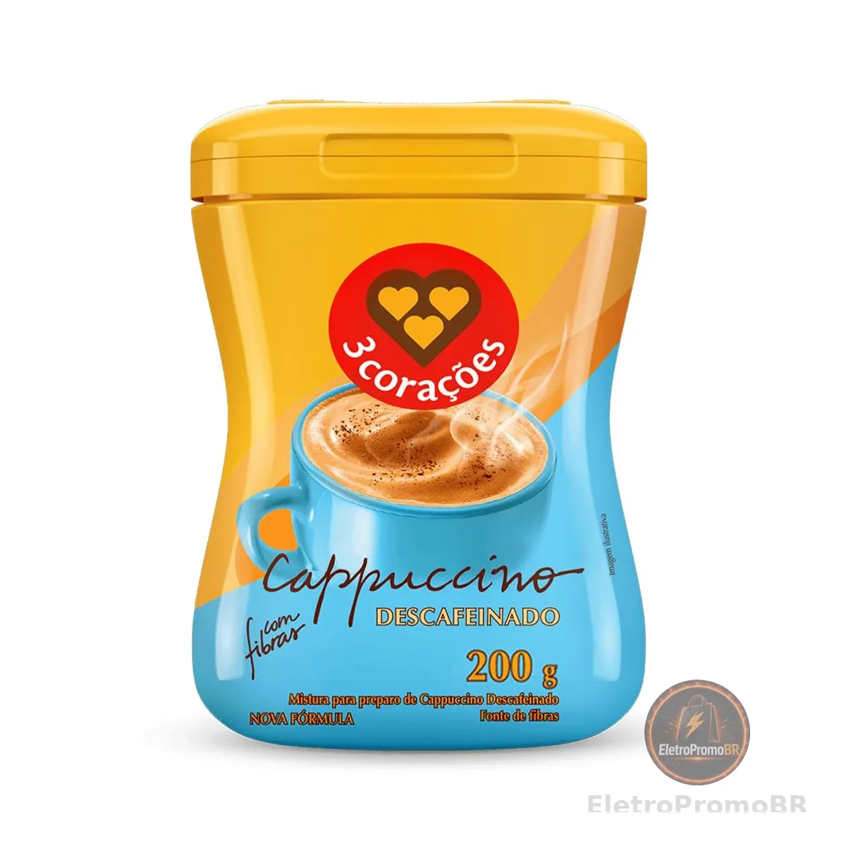 3 Corações Cappuccino Descafeinado, 200g, Moído