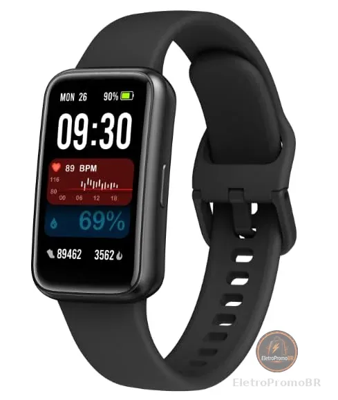 Smartband Inteligente Prova D'Água Smartwatch Relógio FB057 para Homens e Mulheres, Preto