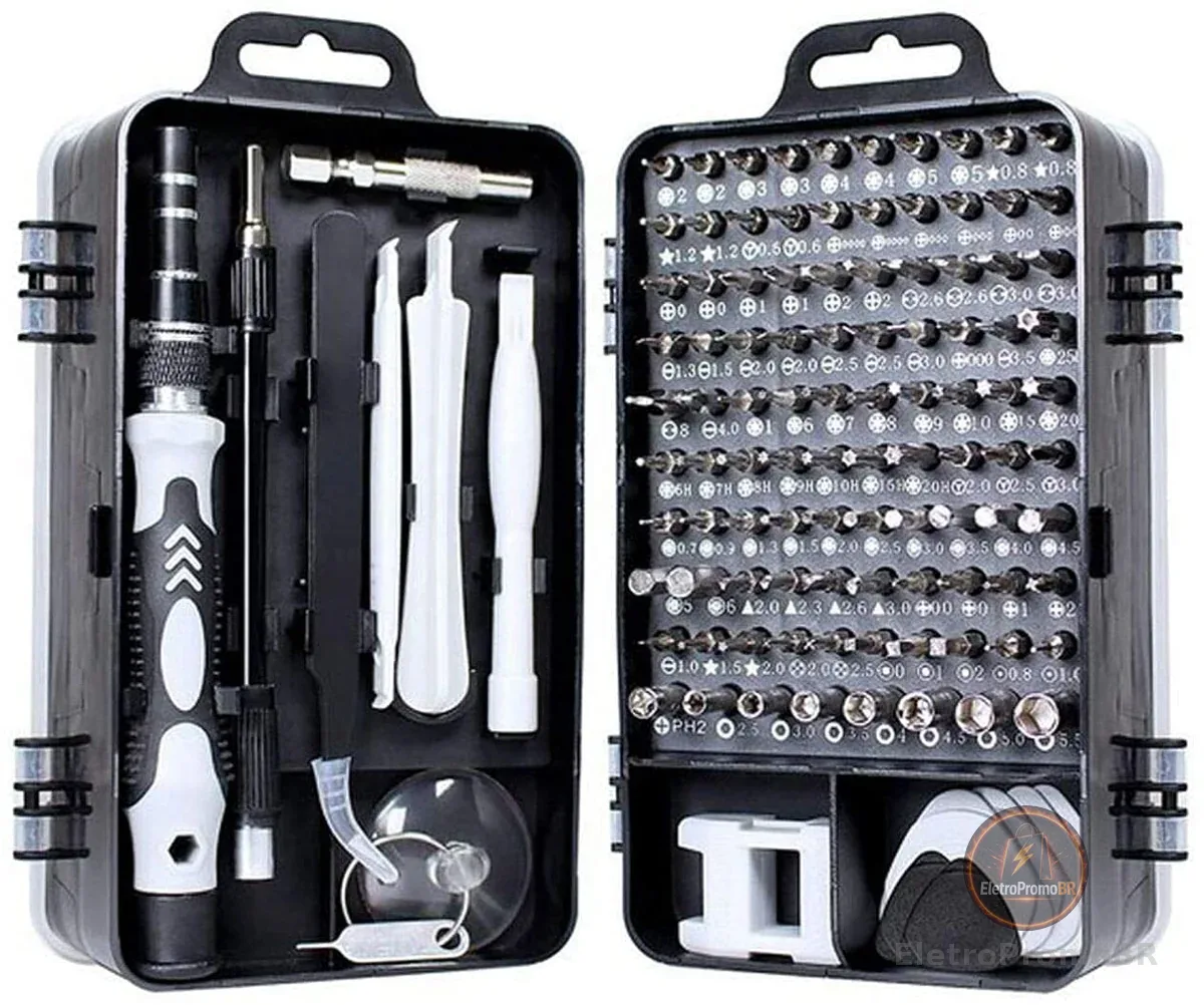 Conjunto de chaves de fenda de precisão 115 em 1 kit de ferramentas de reparo com kit de driver magnético, conjunto de chaves de fenda de precisão eletrônica com bolsa portátil para computador de reparo, telefone celular, PC, iPhone, tablets