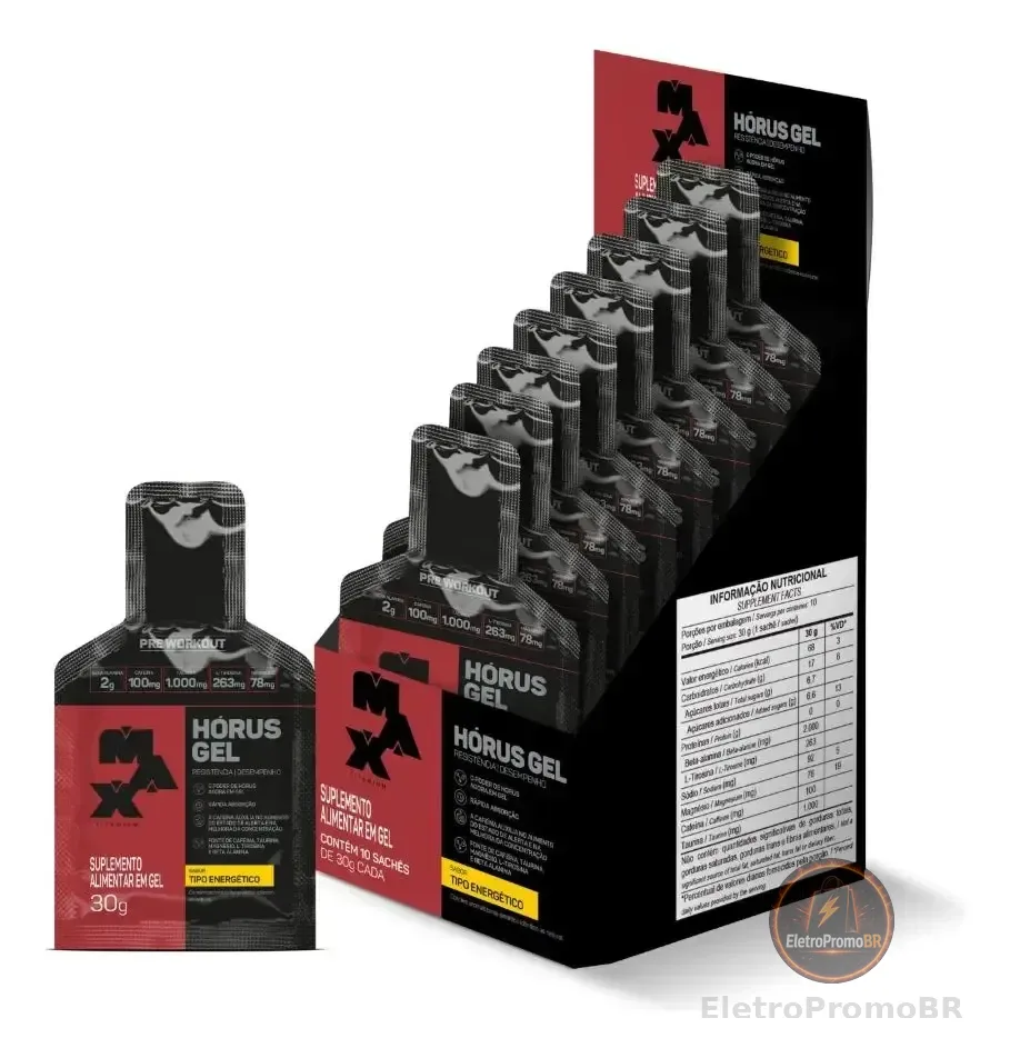Pré Treino Horus Gel -Com 10 Sachês De 30g Max Titanium