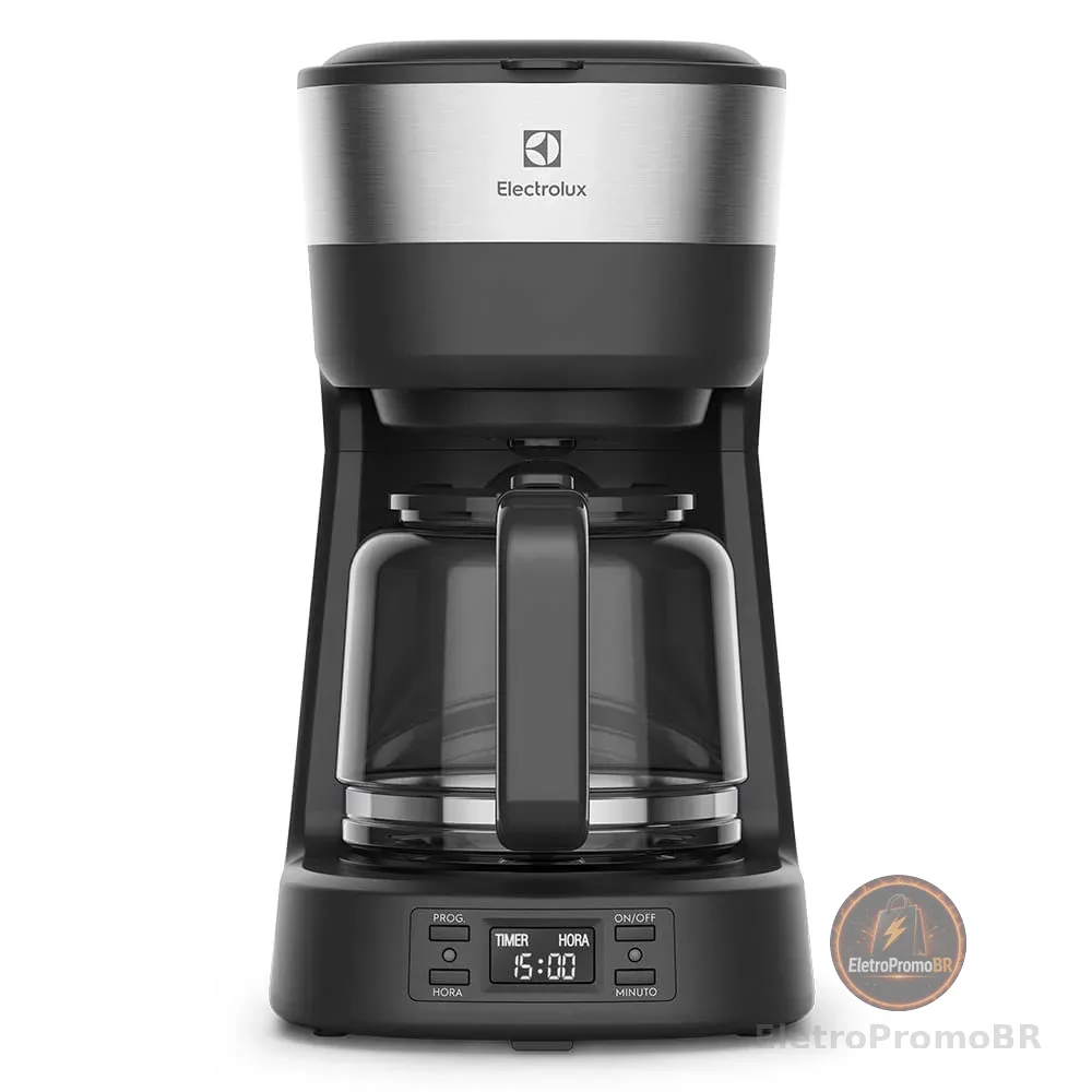 Cafeteira Elétrica Electrolux inox filtro permanente removivel capacidade 1,2L 30 xicaras função timer painel digital desligamento automatico ECM25 127v