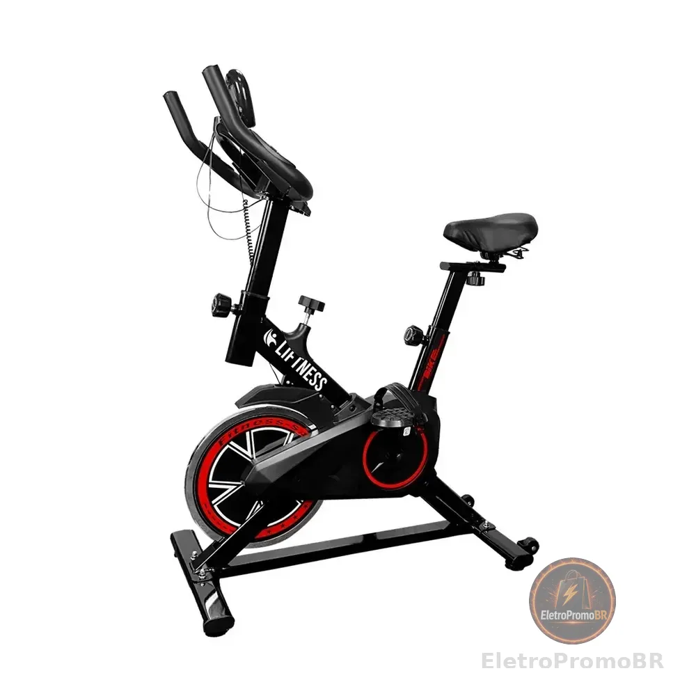 Bicicleta Spinning Premium Liftness Com Visor e Medidor de Pulso Ergométrica Semi Profissional Bike Sport Preto