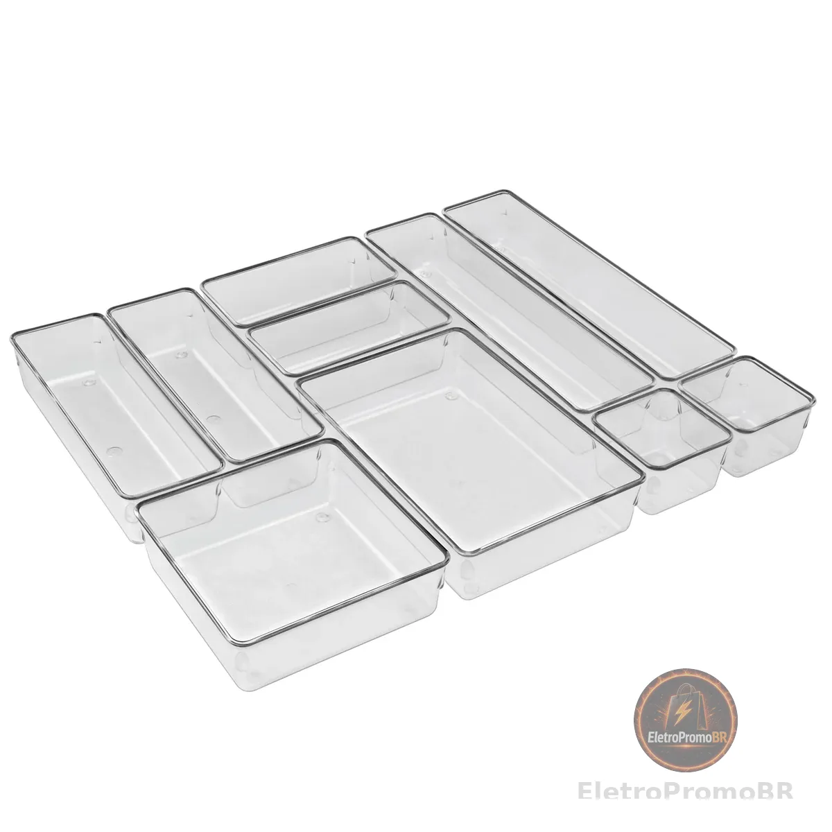Acrimet Organizador Modular de Gavetas Transparente, Kit com 10 Potes