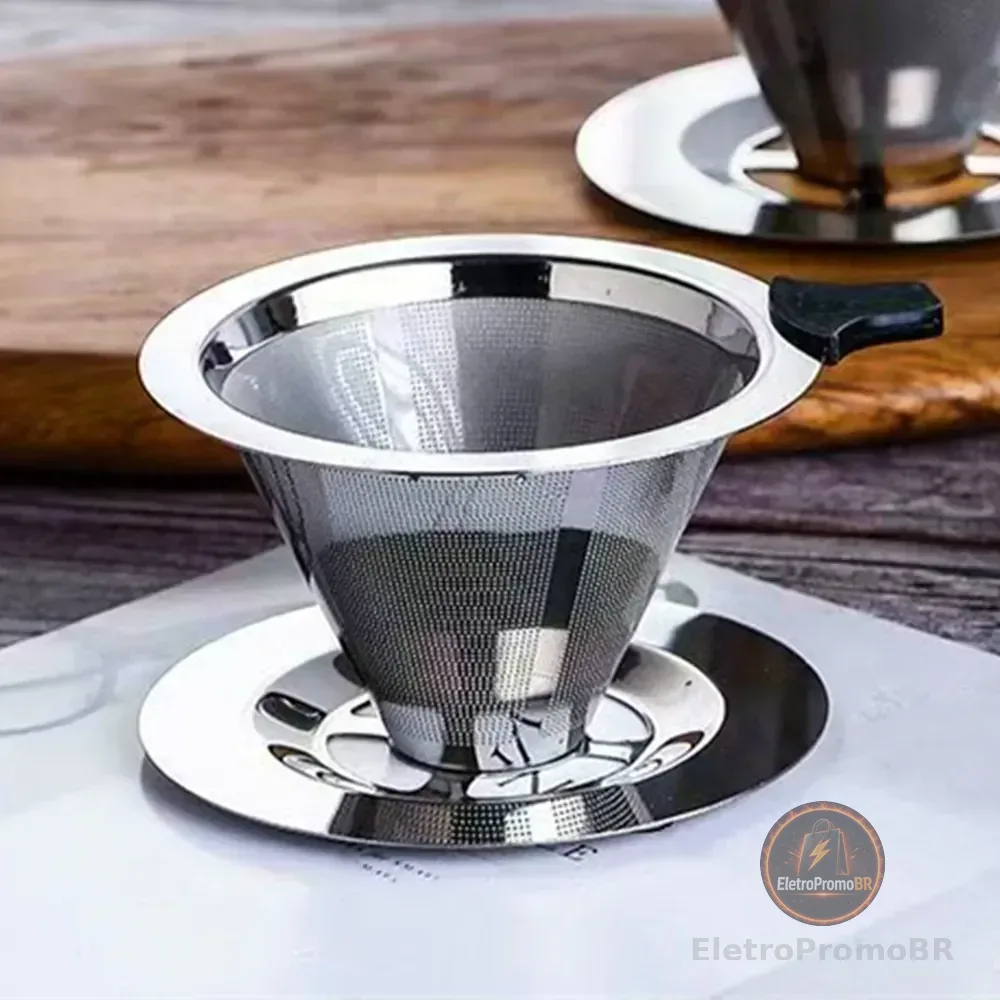 Coador De Café Filtro Reutilizável Em Aço Inox Peneira