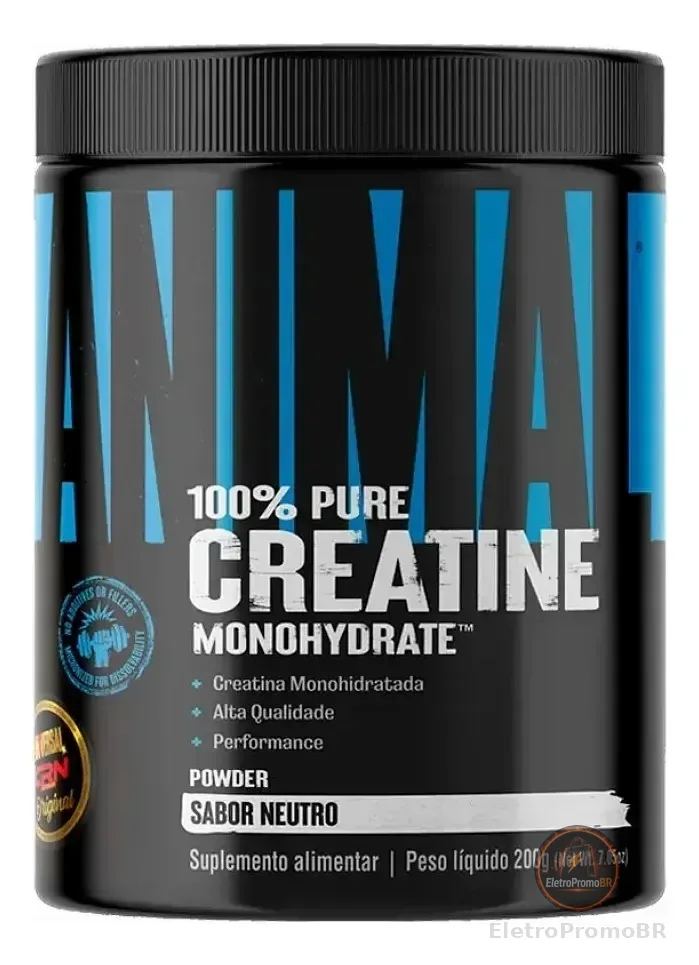 Creatine Monohydrate 100% Pura Sem Sabor 200g Linha Animal Universal Nutrition