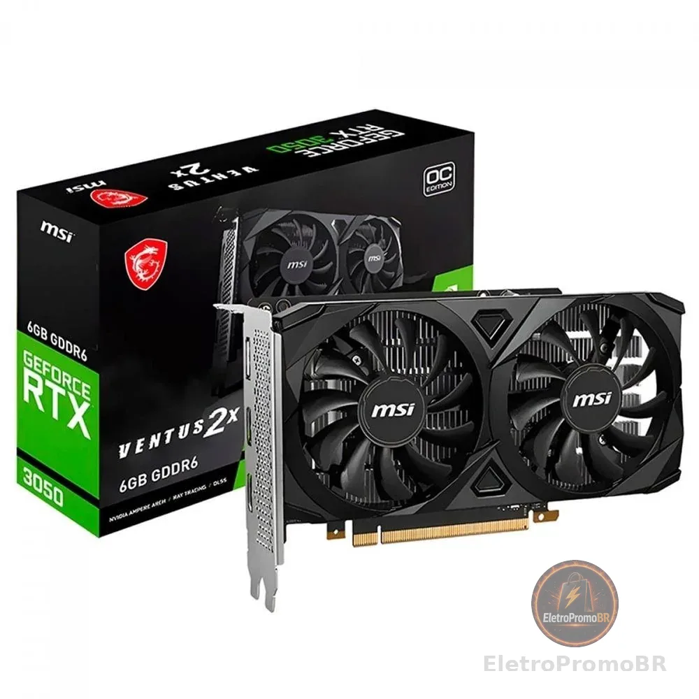 Placa de Vídeo MSI GeForce RTX 3050 Ventus 2X OC, 6GB, GDDR6, 96 bits, 912-V812