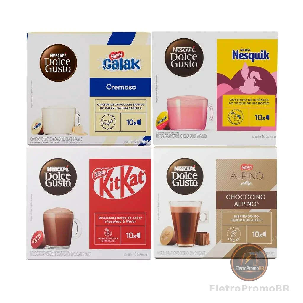 Kit Chocolates Dolce Gusto 40 cápsulas - KitKat, Alpino, Galak e Nesquik