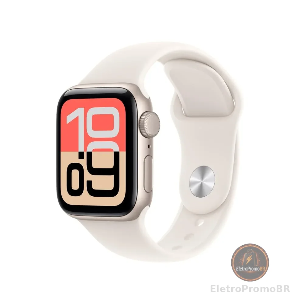 Apple Watch SE 3 GPS, Caixa em alumínio luz das estrelas de 40 mm com Bracelete desportiva luz das estrelas - P/M
